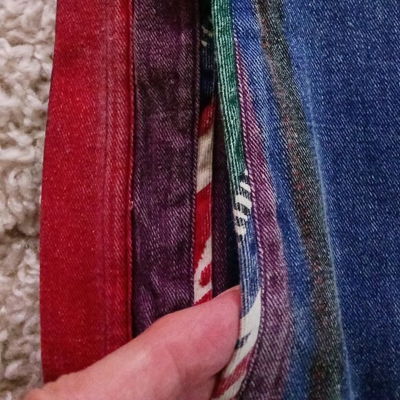 Women's Size S Multi Colour Striped Blue Grass Jean Shorts Chic Retro - Picture 4 of 7